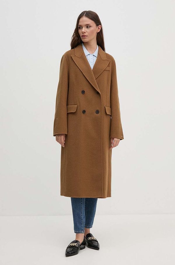 Tommy Hilfiger Vuneni kaput Tommy Hilfiger boja: smeđa, za prijelazno razdoblje, kopčanje u dva reda, WW0WW42621