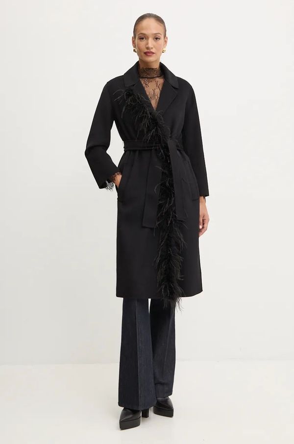 Twinset Vuneni kaput Twinset boja: crna, za prijelazno razdoblje, bez zakopčavanja, 242TP2065