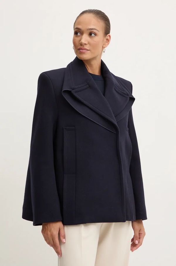 Victoria Beckham Vuneni kaput Victoria Beckham boja: tamno plava, za prijelazno razdoblje, kopčanje u dva reda, 1424WCT005790A