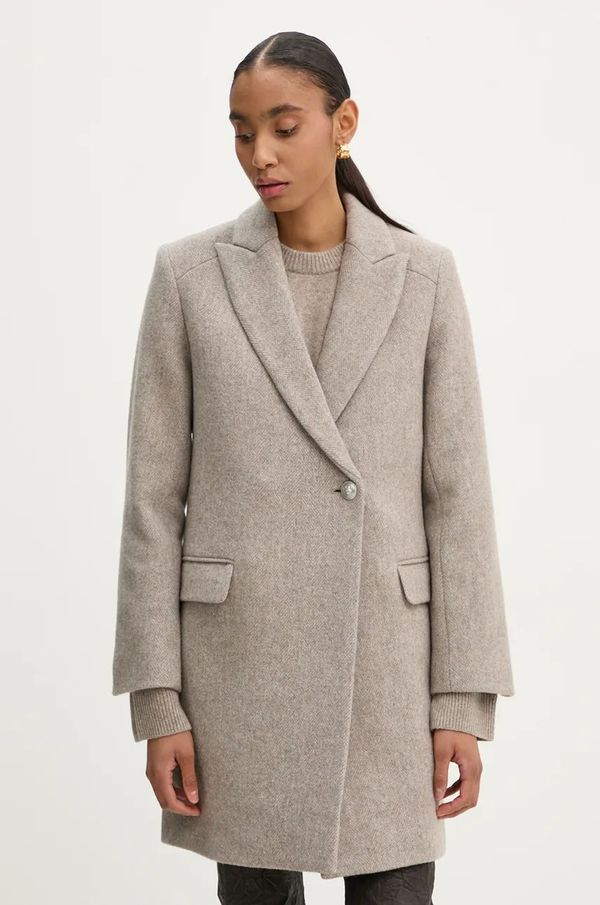 Zadig&Voltaire Vuneni kaput ZADIG&VOLTAIRE boja: bež, za prijelazno razdoblje, WWCO00219