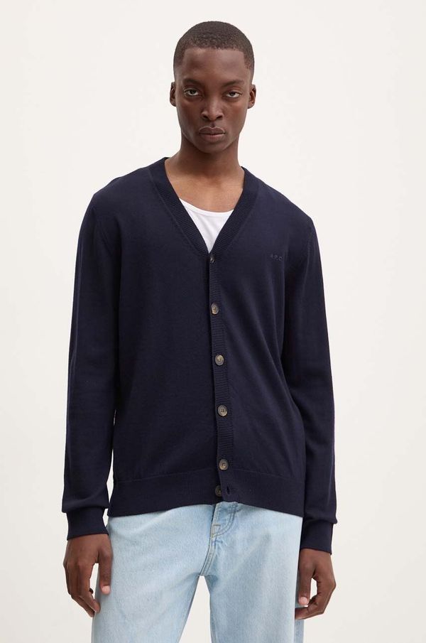 A.P.C. Vuneni kardigan A.P.C. cardigan joe logo boja: tamno plava, WVAWM.H22248