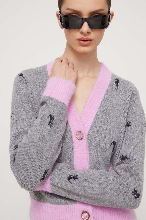 GCDS Vuneni kardigan GCDS boja: siva