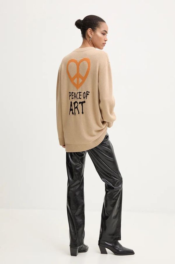 Moschino Jeans Vuneni kardigan Moschino Jeans boja: bež, lagani, A0928 8706