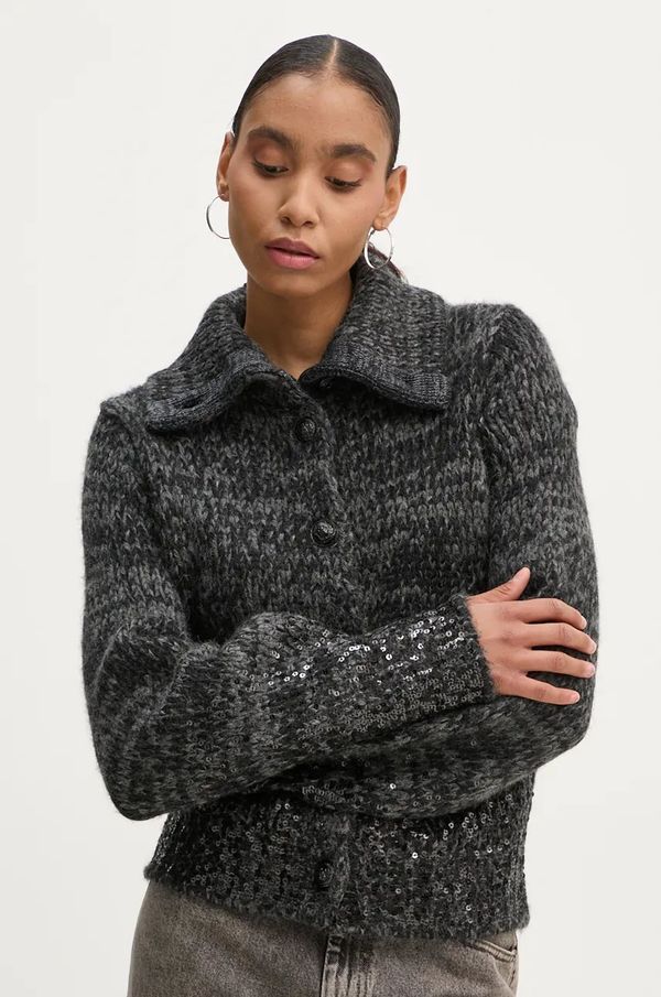 Zadig&Voltaire Vuneni kardigan ZADIG&VOLTAIRE boja: siva, topli, KWCO00080