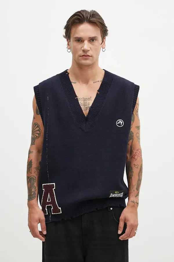 Ambush Vuneni prsluk AMBUSH Repair Stitch V Neck Vest