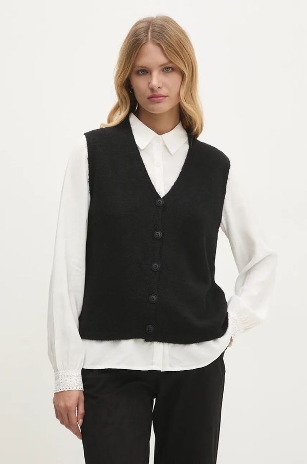 Answear Lab Vuneni prsluk Answear Lab boja: crna, lagani