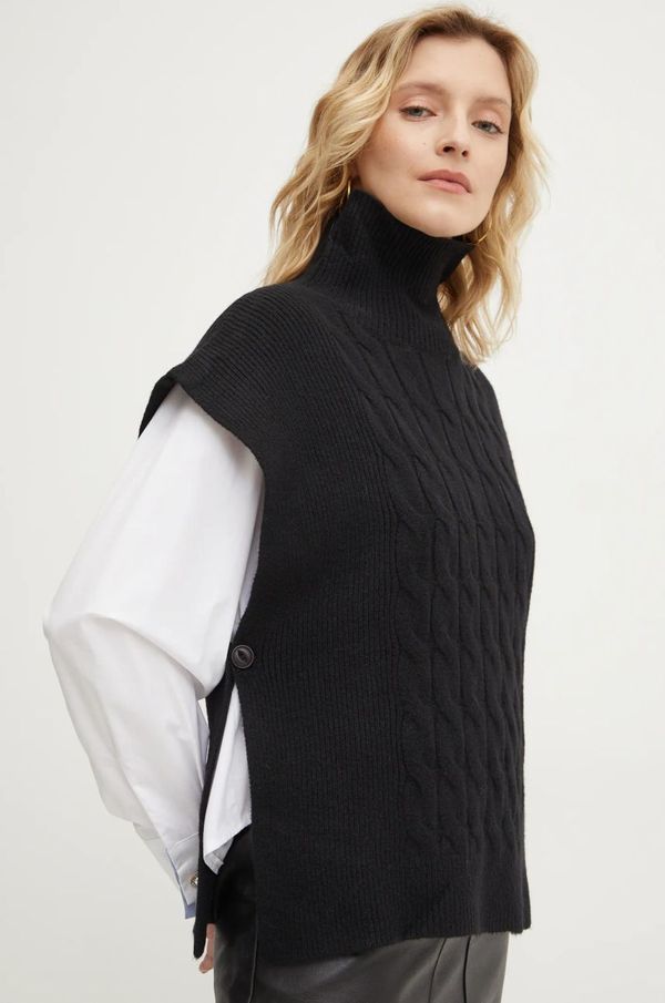 Answear Lab Vuneni prsluk Answear Lab boja: crna, s dolčevitom