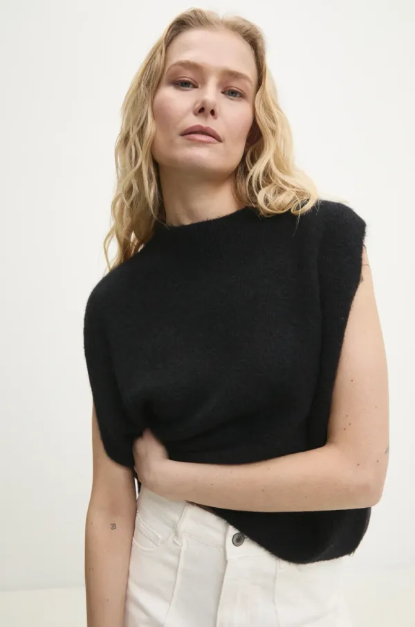 Answear Lab Vuneni prsluk Answear Lab za žene, boja: crna