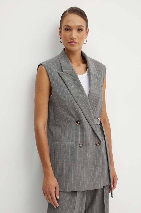 Boss Vuneni prsluk BOSS boja: siva, dvoredno zakopčavanje, 50525867