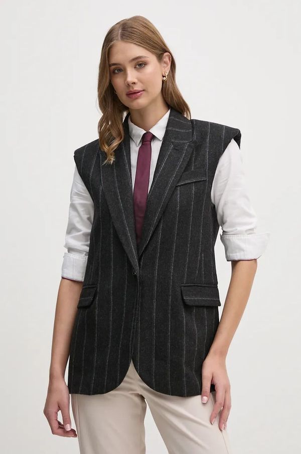 La Petite Française Vuneni prsluk La Petite Française PFVALIDE boja: siva, jednoredno zakopčavanje, PFVALIDE