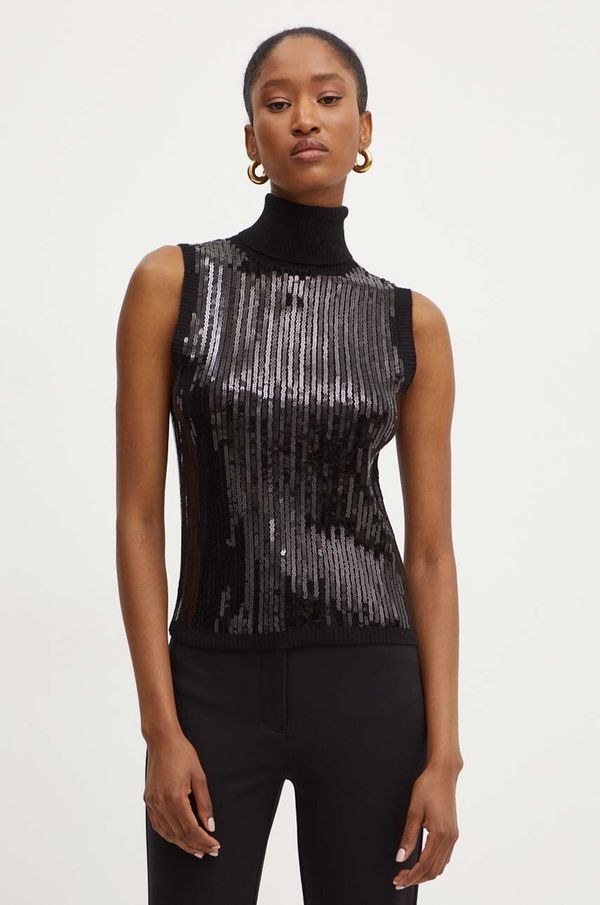 Silvian Heach Vuneni prsluk Silvian Heach KOCH boja: crna, lagani, s dolčevitom, GPA24274CN