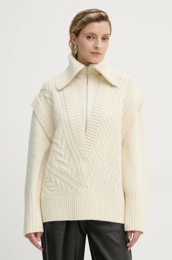 A.L.C. Vuneni pulover A.L.C. Callie za žene, boja: bež, topli, s dolčevitom, 7SWPO01031