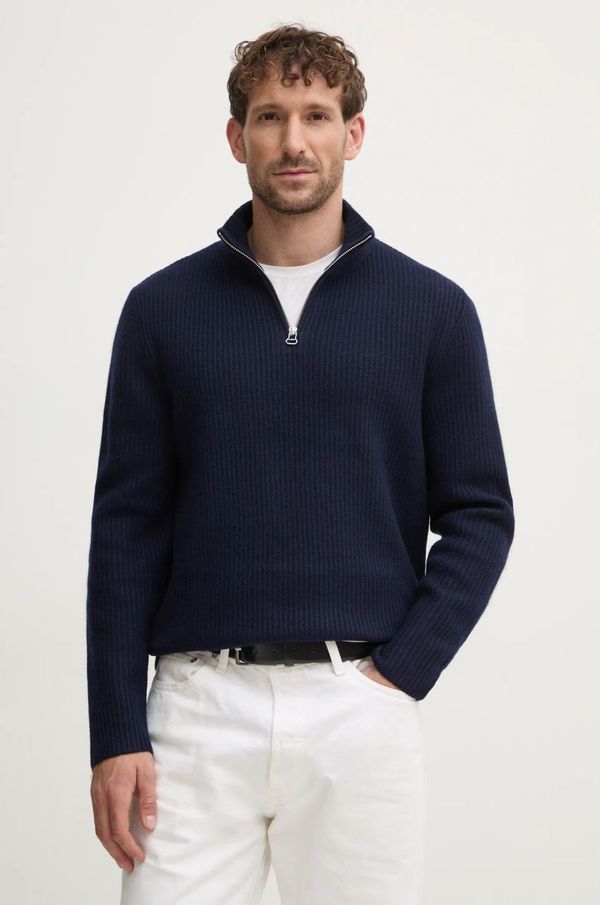 A.P.C. Vuneni pulover A.P.C. pull alex za muškarce, boja: tamno plava, topli, s dolčevitom, WVBAJ.H23057