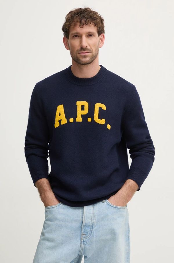 A.P.C. Vuneni pulover A.P.C. pull joshua za muškarce, boja: tamno plava, WVBDK.M23365