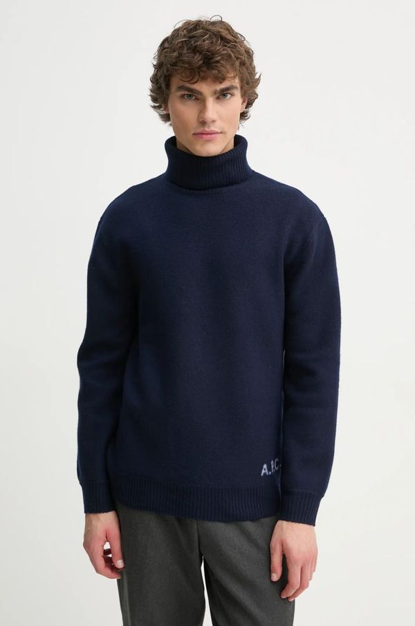 A.P.C. Vuneni pulover A.P.C. pull walter boja: tamno plava, s dolčevitom, WVBDJ.M23248