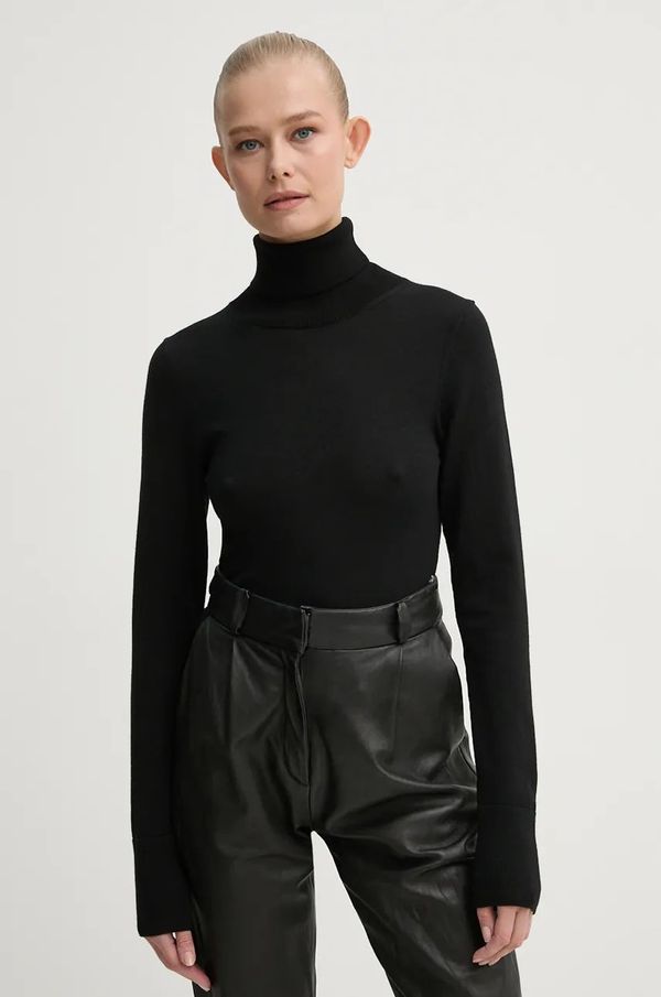 Aeron Vuneni pulover AERON za žene, boja: crna, lagani, s dolčevitom, CRTO545528