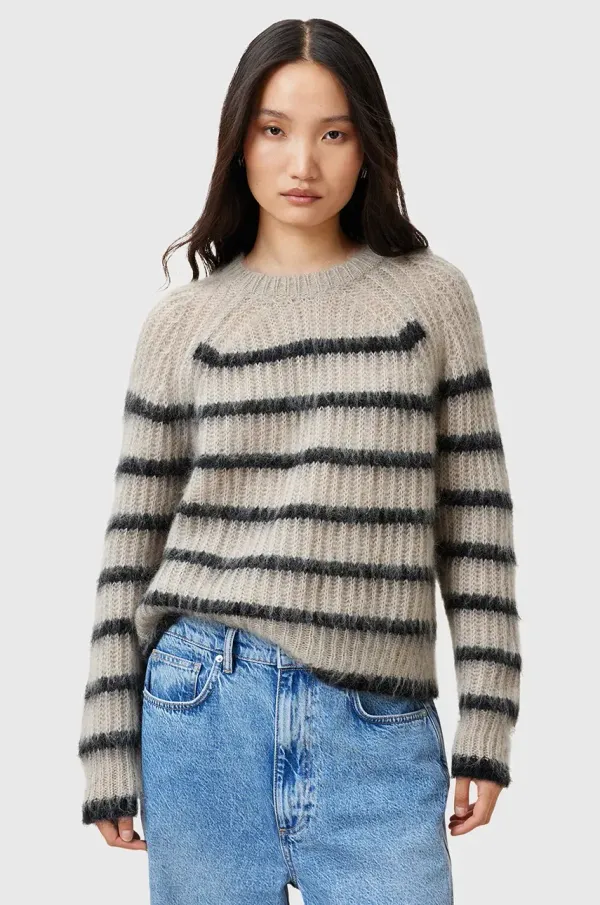 AllSaints Vuneni pulover AllSaints RIGA za žene, boja: bež, W013KC