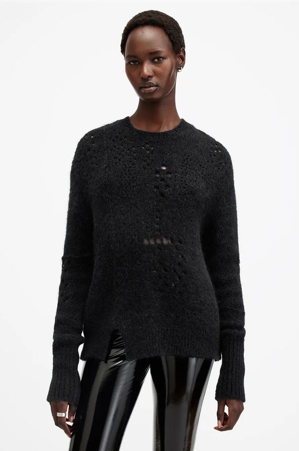 AllSaints Vuneni pulover AllSaints WINNIE za žene, boja: crna, topli, W111KB