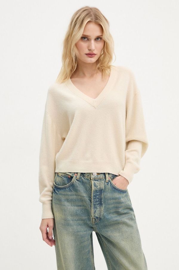 American Vintage Vuneni pulover American Vintage za žene, boja: bež, lagani, RAX18AH24