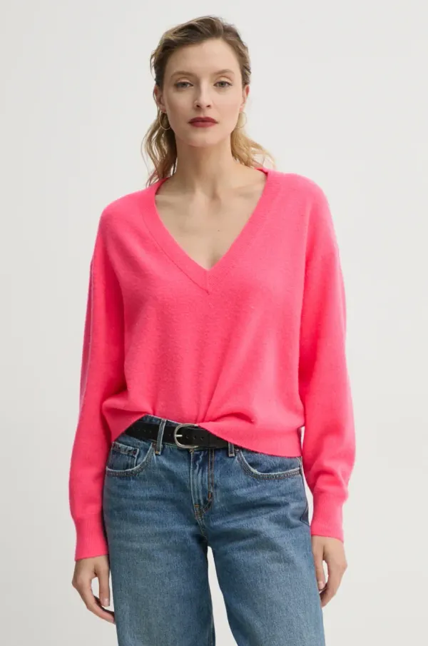 American Vintage Vuneni pulover American Vintage za žene, boja: ružičasta, RAX18AE25
