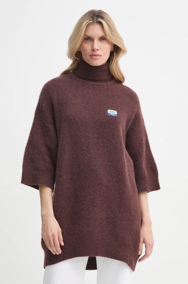 American Vintage Vuneni pulover American Vintage za žene, boja: smeđa, lagani, s dolčevitom, VITO18HH24