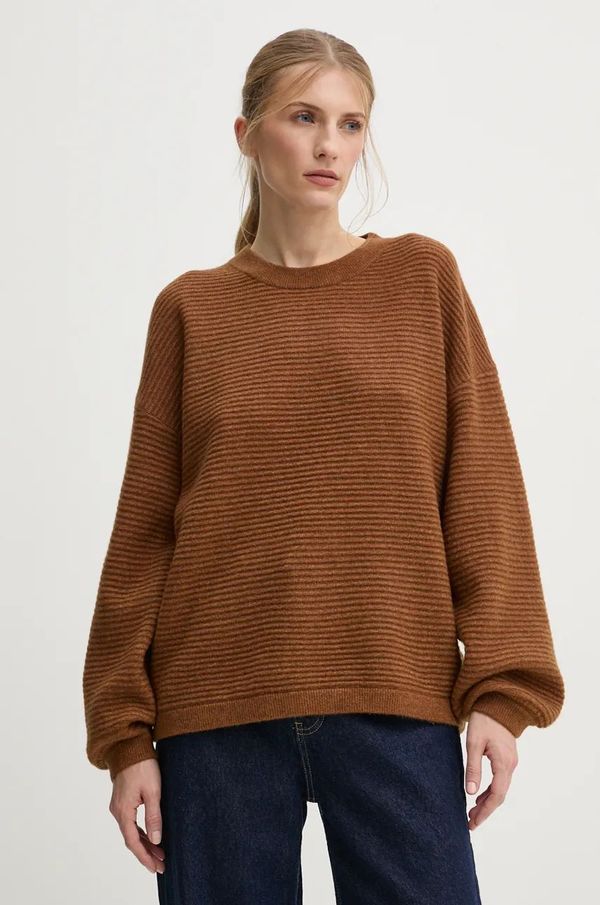 American Vintage Vuneni pulover American Vintage za žene, boja: smeđa, RAX18BH24