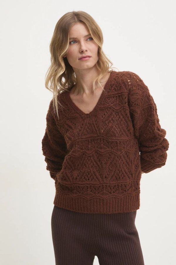 Answear Lab Vuneni pulover Answear Lab boja: smeđa