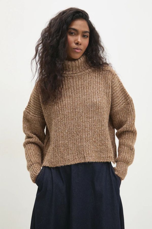 Answear Lab Vuneni pulover Answear Lab boja: smeđa, s dolčevitom