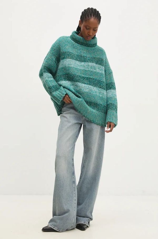 Answear Lab Vuneni pulover Answear Lab boja: zelena, topli, s dolčevitom