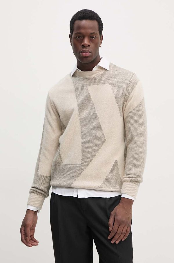 Armani Exchange Vuneni pulover Armani Exchange za muškarce, boja: bež, 6DZM2Q ZM4QZ