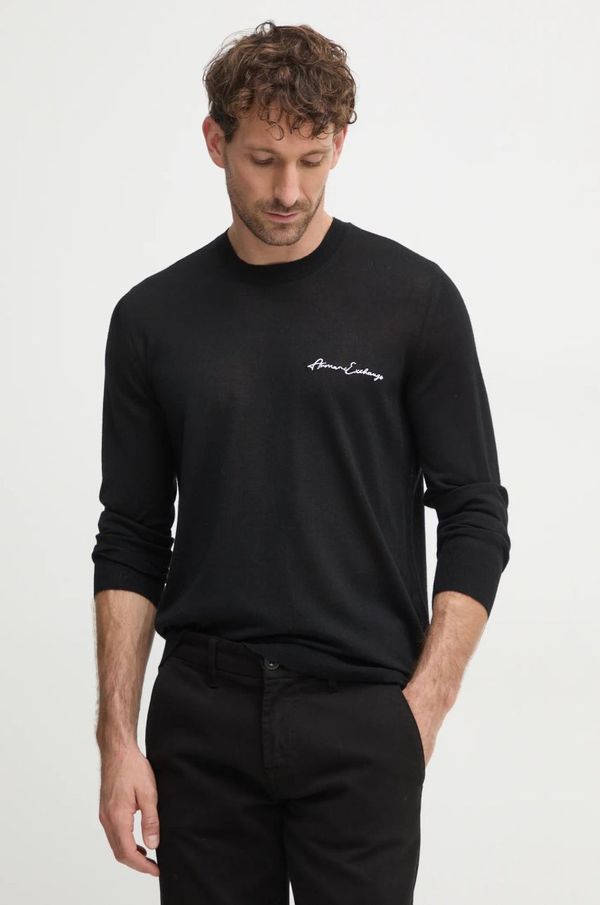 Armani Exchange Vuneni pulover Armani Exchange za muškarce, boja: crna, lagani, 8NZM5A ZM1YZ