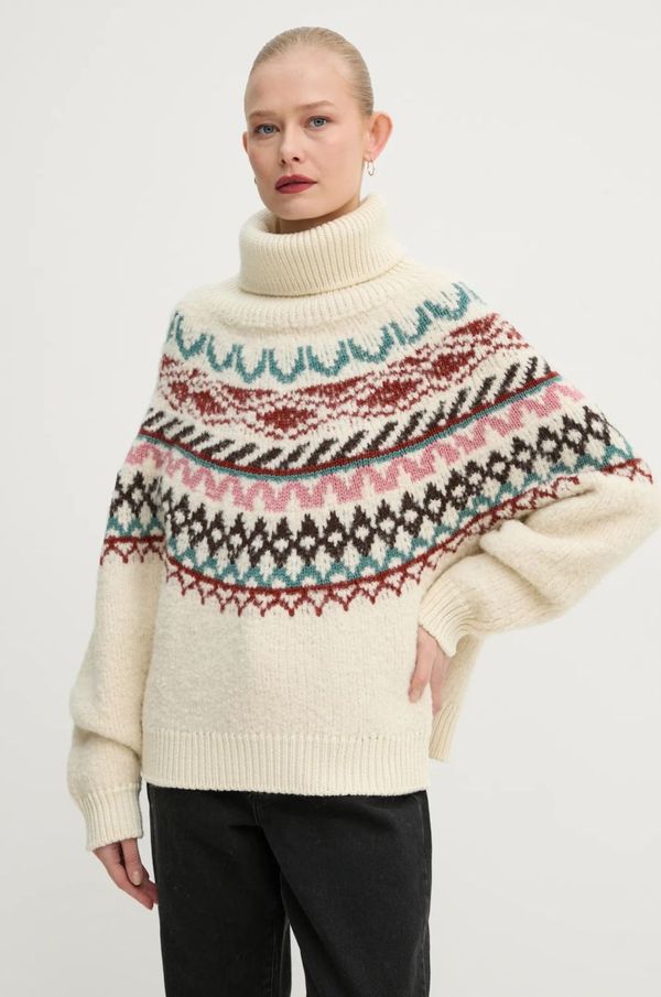 BA&SH Vuneni pulover BA&SH za žene, boja: bež, topli, s dolčevitom, 1H24ICEB