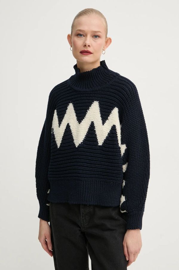 BA&SH Vuneni pulover BA&SH za žene, boja: tamno plava, s poludolčevitom, 1H24ONDI