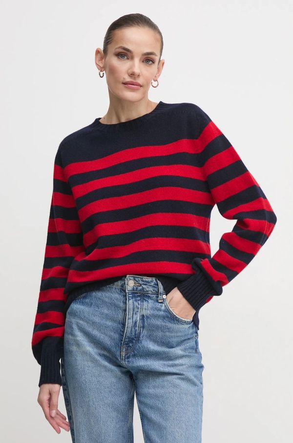 Barbour Vuneni pulover Barbour Barbour x Alexa Chung za žene, boja: tamno plava, lagani, LKN1607