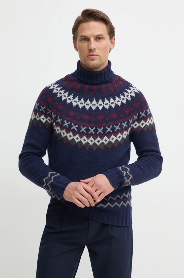 Barbour Vuneni pulover Barbour za muškarce, boja: tamno plava, s dolčevitom