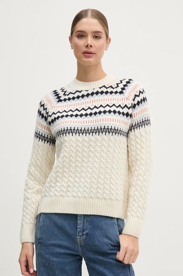 Barbour Vuneni pulover Barbour za žene, boja: bež, s poludolčevitom, LKN1552