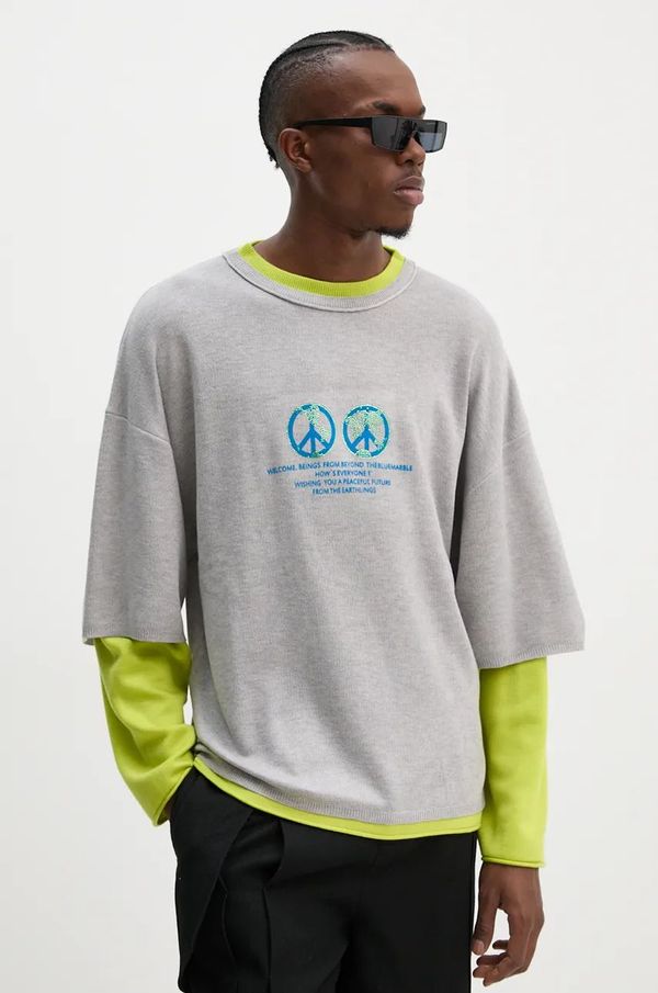 BLUEMARBLE Vuneni pulover BLUEMARBLE za muškarce, boja: siva, lagani, SW38.KN25B24