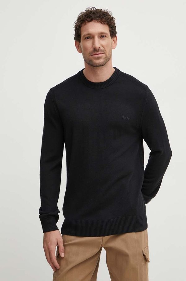 Boss Orange Vuneni pulover Boss Orange za muškarce, boja: crna, lagani, 50501762