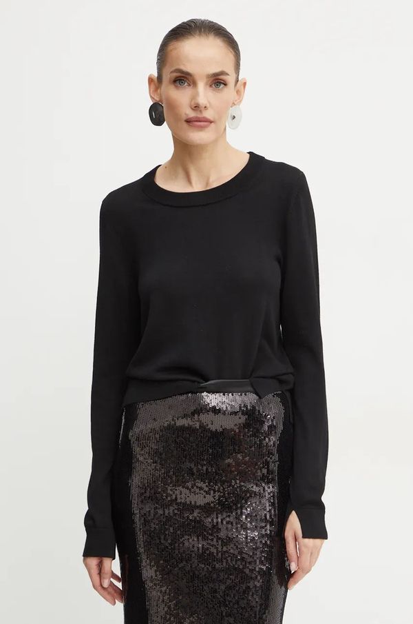 Boss Vuneni pulover BOSS za žene, boja: crna, lagani