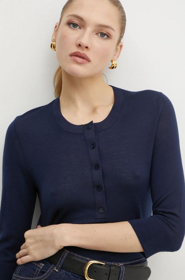 Boss Vuneni pulover BOSS za žene, boja: tamno plava, lagani, 50530711