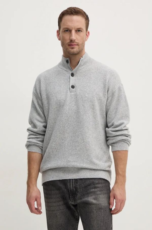 Calvin Klein Vuneni pulover Calvin Klein za muškarce, boja: siva, lagani, s dolčevitom, K10K113751