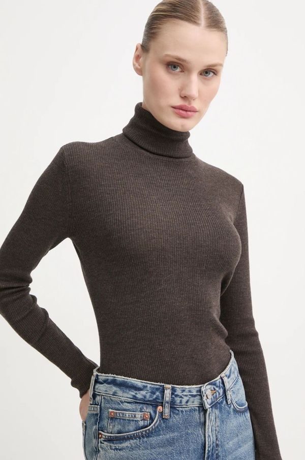 Day Birger et Mikkelsen Vuneni pulover Day Birger et Mikkelsen Sierra za žene, boja: smeđa, lagani, s dolčevitom, DAY65243605