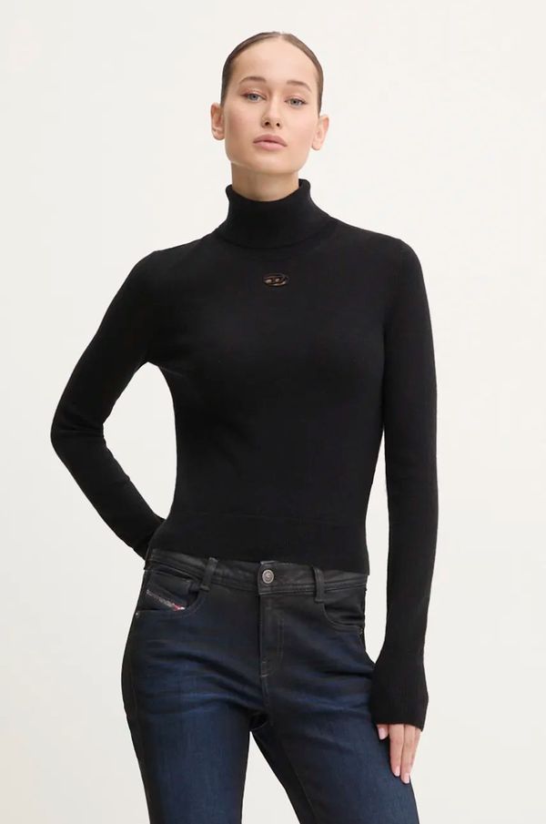 Diesel Vuneni pulover Diesel M-AREESAX-TN za žene, boja: crna, lagani, s dolčevitom, A14174.0GEAY