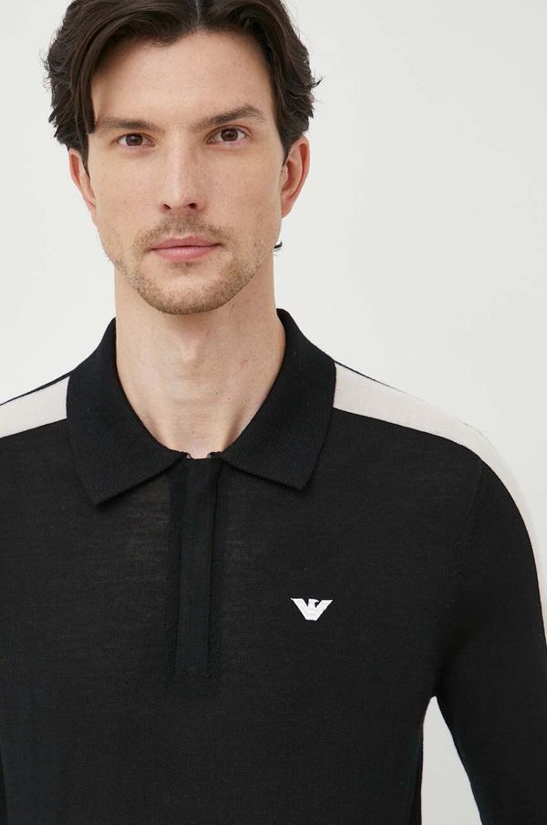 Emporio Armani Vuneni pulover Emporio Armani za muškarce, boja: crna, lagani