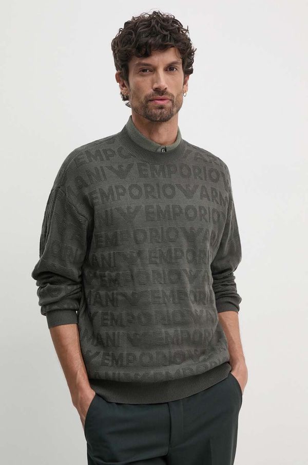 Emporio Armani Vuneni pulover Emporio Armani za muškarce, boja: siva, lagani, 6D1MXK 1MJNZ