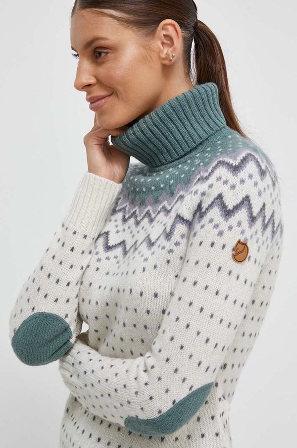 Fjallraven Vuneni pulover Fjallraven za žene, boja: bijela, lagani, s dolčevitom