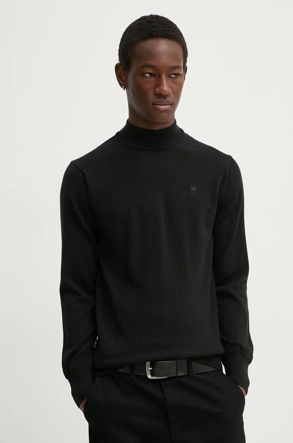G-Star Raw Vuneni pulover G-Star Raw za muškarce, boja: crna, lagani, s dolčevitom, D25175-D847