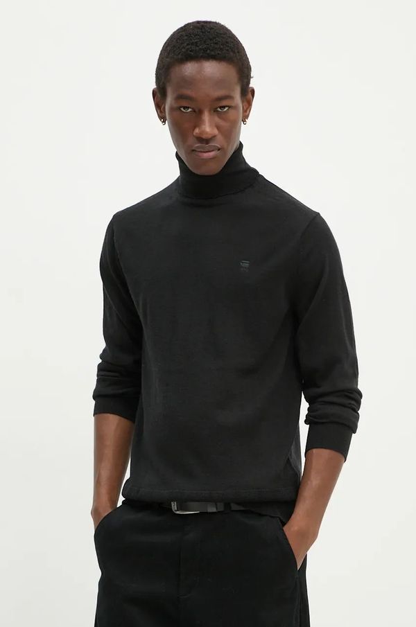 G-Star Raw Vuneni pulover G-Star Raw za muškarce, boja: crna, lagani, s dolčevitom, D25177-D847