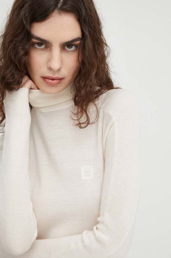 G-Star Raw Vuneni pulover G-Star Raw za žene, boja: bež, lagani, s dolčevitom
