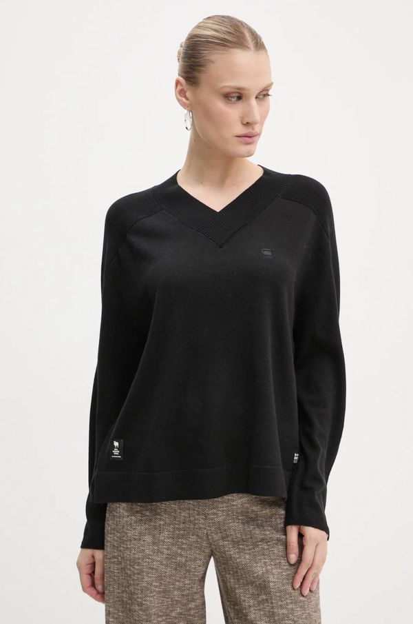 G-Star Raw Vuneni pulover G-Star Raw za žene, boja: crna, lagani, D25225-D847